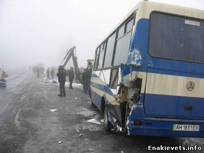 Массовая авария в тумане возле поселка Оленовка